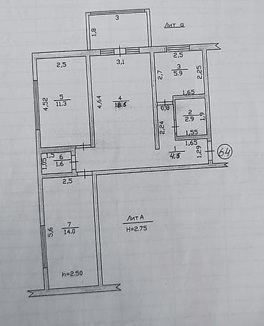 Недвижимость: 3 комнаты, 58 м², 104 серия, 3 мкр 104 серия, 4 этаж, Косметический ремонт — 8