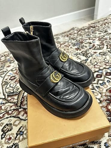 гуччи: Ботинки, 34, 33, 34.5, Gucci, Б/у, цвет - Черный — 1