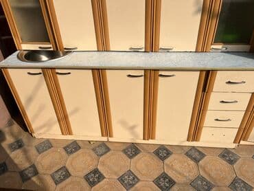 кухонный гарнитур бу бишкек: Кухонный гарнитур, Б/у, цвет - Бежевый, МДФ, Самовывоз — 4