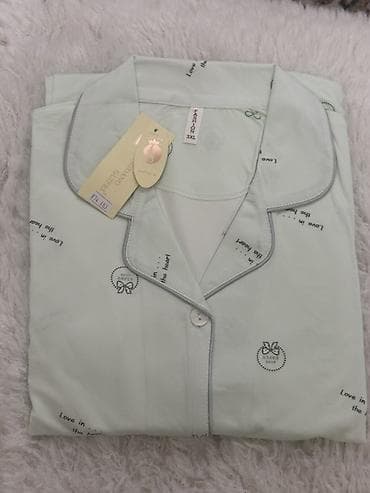pull bear: Женская пижама с принтом - Классический пижамный комплект: рубашка на — 1