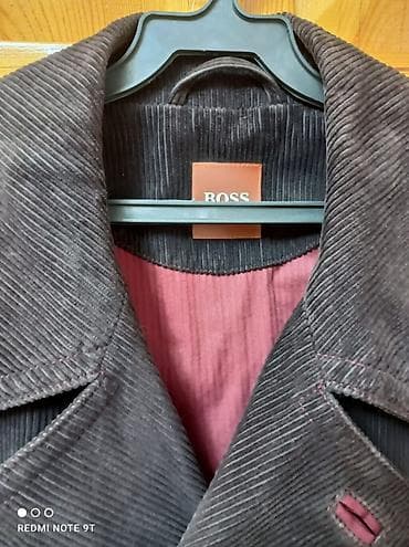 Шорталар: Мужское двубортное пальто-пиджак из вельвета BOSS. - Материал — 2