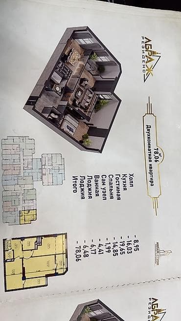 rio de tower: 2 комнаты, 78 м², Элитка, 6 этаж, Готовая ПСО (под самоотделку) — 2