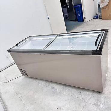 шкваф: Промышленный морозильный ларь с раздвижными стеклянными крышками - — 1
