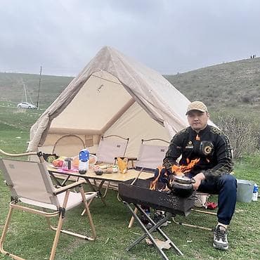 пала: Просторная туристическая палатка «домик» бежевого цвета - Размеры — 6