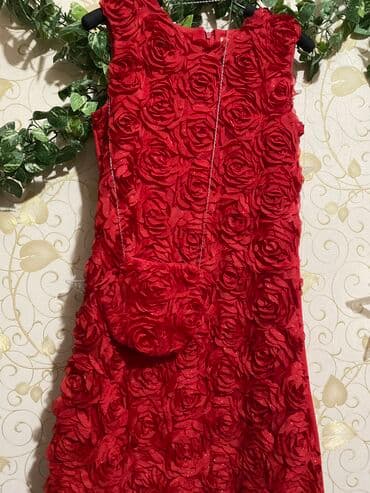 национальное платье для девочек: Детское платье, цвет - Красный, Новый — 1