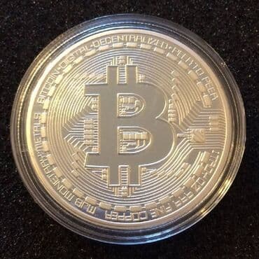 мужская серебро: Монета сувенирная подарочная Bitcoin BTC Биткоин в пластиковом — 4