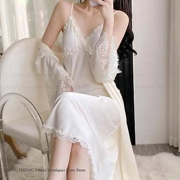 real techniques: Комплект домашней одежды: длинный халат с поясом + сорочка на — 5