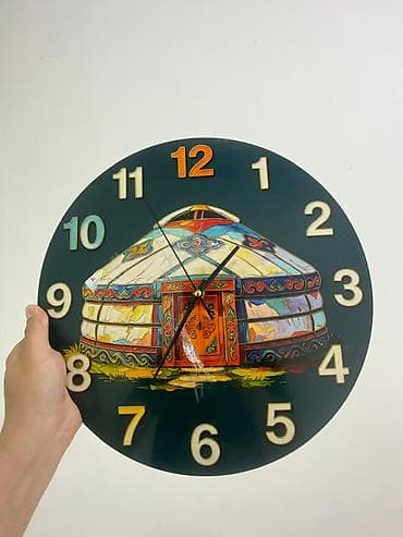Настенные часы с рисунком юрты Размер: 34x34 Кварцевый механизм на — 1