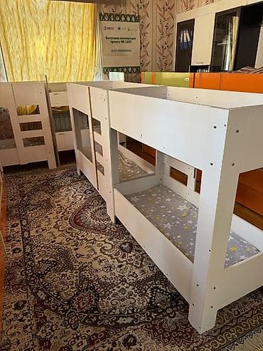 Детская мебель: Двухъярусная детская кровать, Б/у, ЛДСП, цвет - Оранжевый — 3
