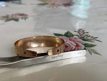Бижутерия: Женский браслет-манжета из металла тёплого золотистого оттенка. - — 2