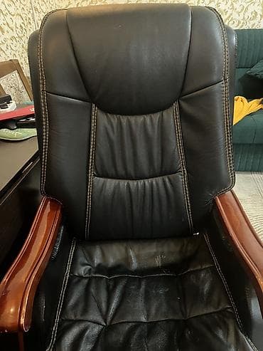 Офис столдору: Офис креслолор, Дөңгөлөктүү, түсү - Кара, Экокожа — 4