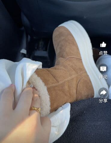 Oldsmobile: Утеплённые женские полусапоги угги - Верх: мягкая эко замша — 3