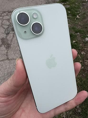 Техника жана электроника: IPhone 15, Колдонулган, 128 ГБ, Жашыл, Каптама, 86 % — 1