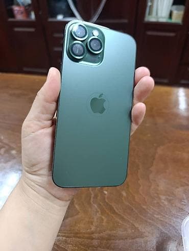 IPhone 13 Pro Max, Б/у, 256 ГБ, Alpine Green, Зарядное устройство, Защитное стекло, Чехол, 80 %