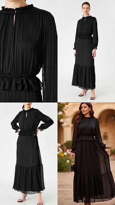 Элегантное черное платье макси БРЕНД KOTON - Цвет: глубокий черный