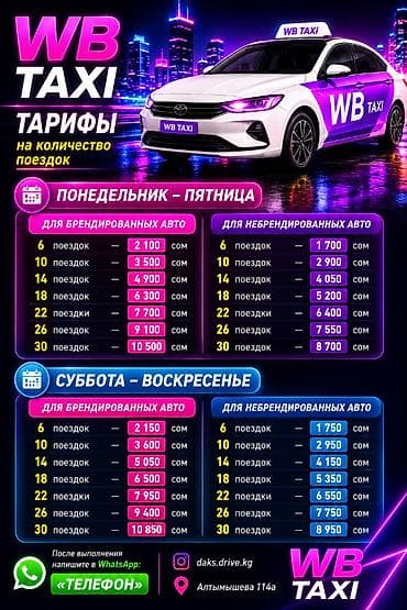 WB TAXI — пакеты поездок Тарифы зависят от количества поездок и дней