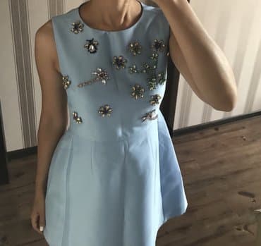 бордовая платья: S, цвет - Голубой — 2