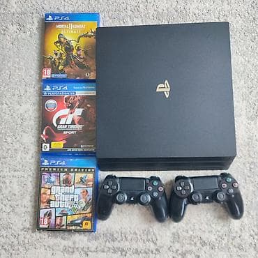 Техника и электроника: Игровая консоль Sony PlayStation 4 Pro (черная) в комплекте. Состав — 2