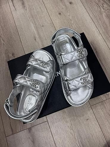 Кроссовки и спортивная обувь: Босоножки, 36, Chanel, Новый, цвет - Серебристый, Платная доставка — 6
