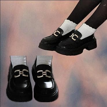 Жеке буюмдар: Лоферы женские, черные, на массивной подошве. размер: 37 (маломерят — 2