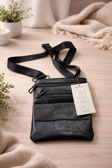 Айымдардын бут кийими: Кожаная Барсетка - маленькая сумка через плечо. Несколько отделов на — 1