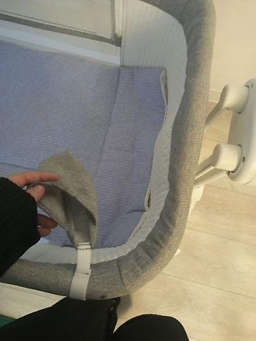 люльки кроватки: Детская приставная кроватка, Б/у, С колесиками, цвет - Серый — 6