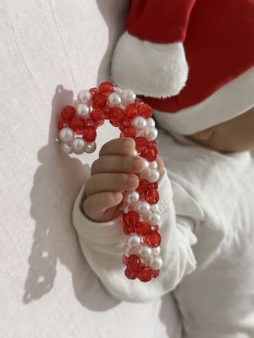 аксессуары из бисера: Елочное украшение «рождественский леденец» - Подвеска в форме — 1