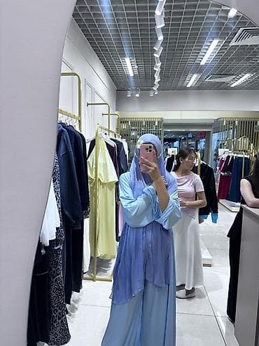 костюм шым прокат: Комплект в нежно-голубой гамме: свободные брюки-палаццо, туника с — 1