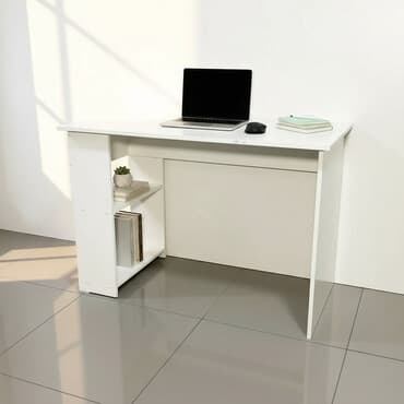 робочий стол: Стол рабочий ST002 (Белый) Стол рабочий с полками, 2х сторонний — 1