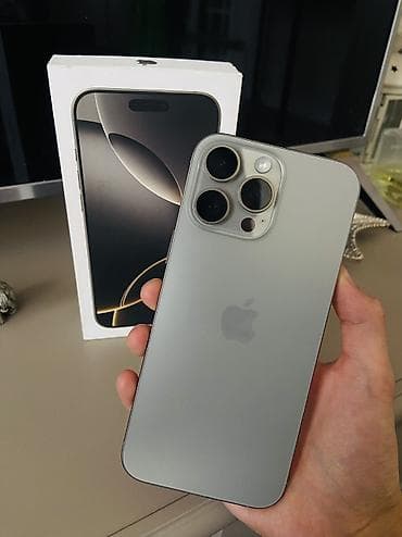 IPhone 16 Pro Max, Б/у, 256 ГБ, Natural Titanium, Чехол, Коробка, 100 %