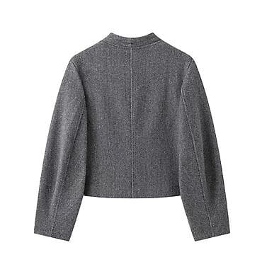 Пиджаки, жакеты: Женский укороченный жакет без воротника, графитово‑серый. - Прямой — 2