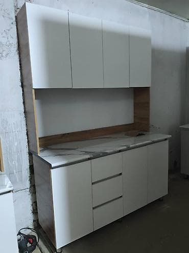 бетонная столешница: Кухонный гарнитур, цвет - Белый — 3