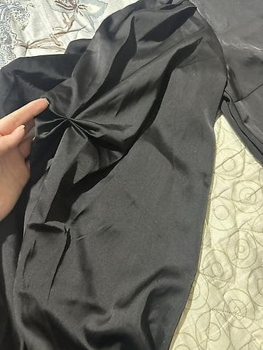 атласные тапки: Повседневное платье, Осень-весна, Длинная модель, Атлас, Платье-рубашка, L — 8