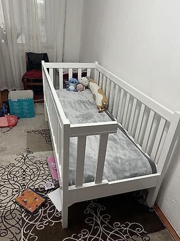 тумбочка детский: Двухъярусная детская кровать, Новый, Натуральное дерево, цвет - Белый — 8