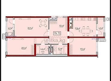 3 комнаты, 114 м², Элитка, ПСО (под самоотделку) — 3
