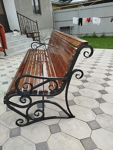 Скамейка Металл, Со спинкой, Без крыши — 4