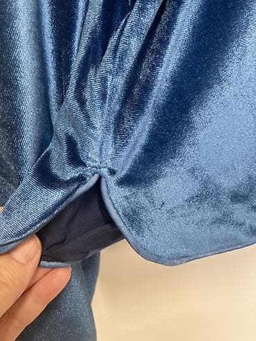 плащ накидка: Бархатная легкая курточка-пиджак, цвет — глубокий синий. - Материал — 4