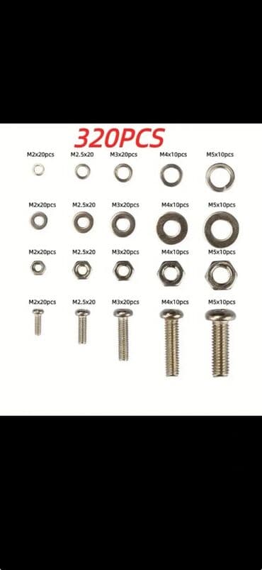 саморезы оптом: Набор крепежных элементов, включающий винты, гайки и шайбы различных — 2