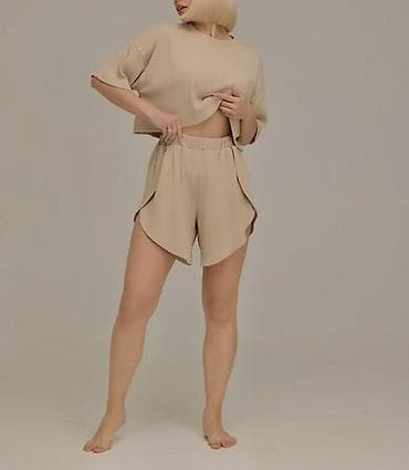 нюд: Костюм с шортами, Топ, Made in KG, Вискоза, S, M, L — 6
