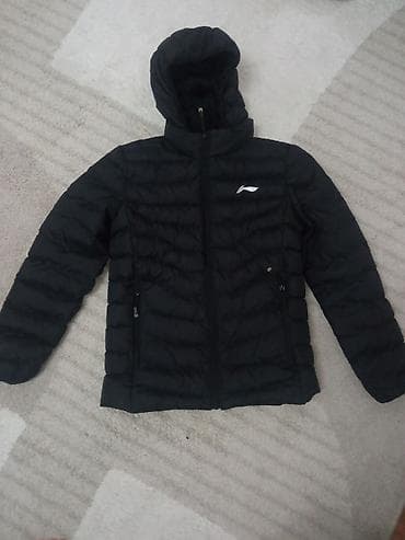 nike tech flece: Куртка с капюшоном, черная на мальчика 9-11 лет - Теплая стеганая — 1