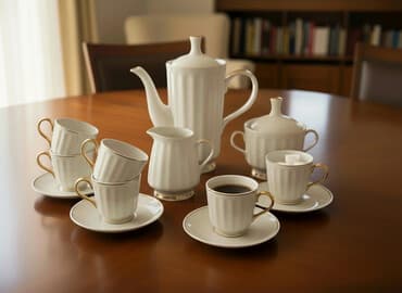 чайные сервиз: Набор посуды и лабораторной утвари. 1) Чайный сервиз из тонкого — 5