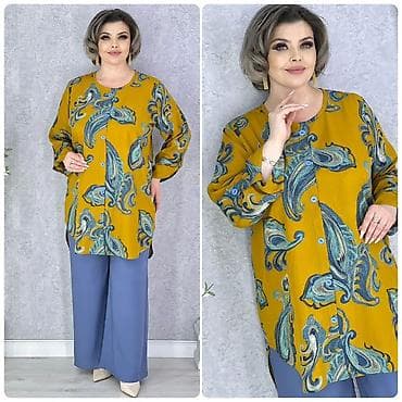 oversize: Рубашка-туника свободного кроя с ярким принтом пейсли. - Фасон — 1