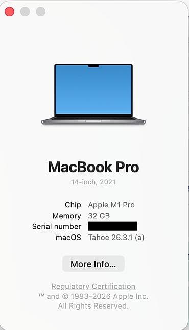 macbook m4 pro: MacBook Pro 14" M1 Pro, 32 ГБ, SSD 2 ТБ Характеристики: - Чип: Apple — 1