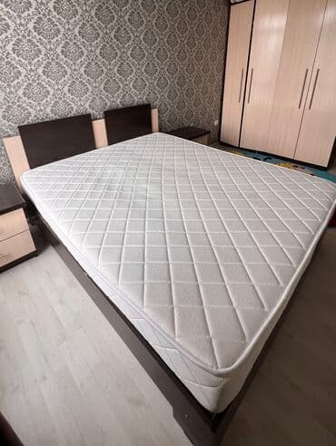 спальний гарнитур б у: Спальный гарнитур, Б/у, Двуспальная кровать, Кыргызстан, МДФ, Самовывоз, цвет - Бежевый — 1