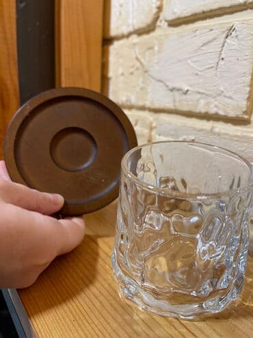 купить стаканы для кофе оптом: Танцующие «Пьяные бокалы» • Деревянная подставка -2 шт (темно — 8