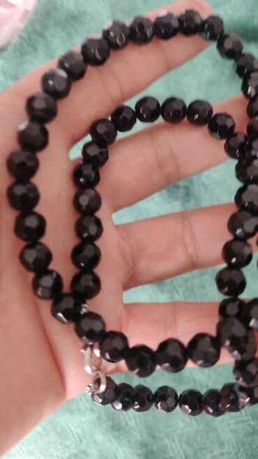 свадебное платье для высокой невесты: Бусы из черного агата — 3