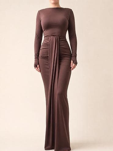 Вечернее платье, Классическое, Длинная модель, Трикотаж, С рукавами, XS