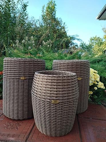 искуственный ротанг: Плетеные кашпо, горшок для цветов различных форм и размеров,ручная — 3