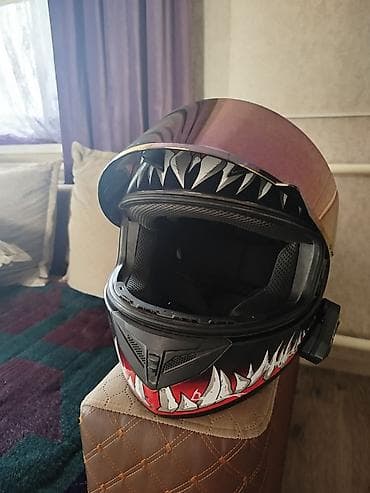 Электротранспорт: Мотошлем полноразмерный с агрессивным аэрографическим принтом — 3