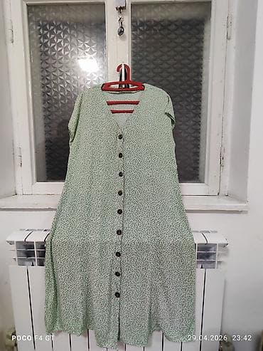 Платье миди с пуговицами спереди - Цвет: светло‑зеленый с мелким